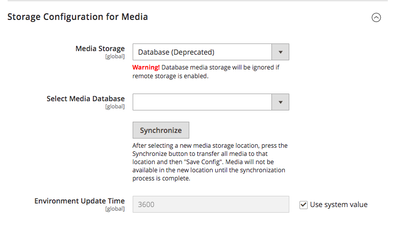 Advanced configuration - storage configuration for media