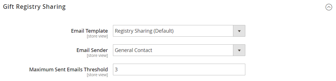 Customers configuration - gift registry sharing