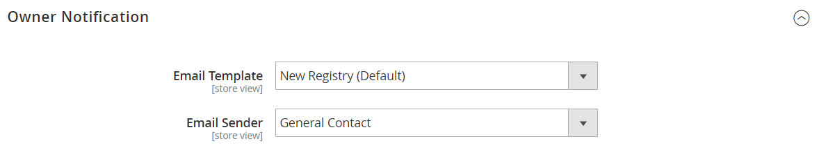 Customers configuration - gift registry owner notification