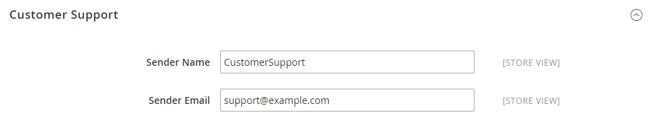 Store Email Addresses > Customer Support