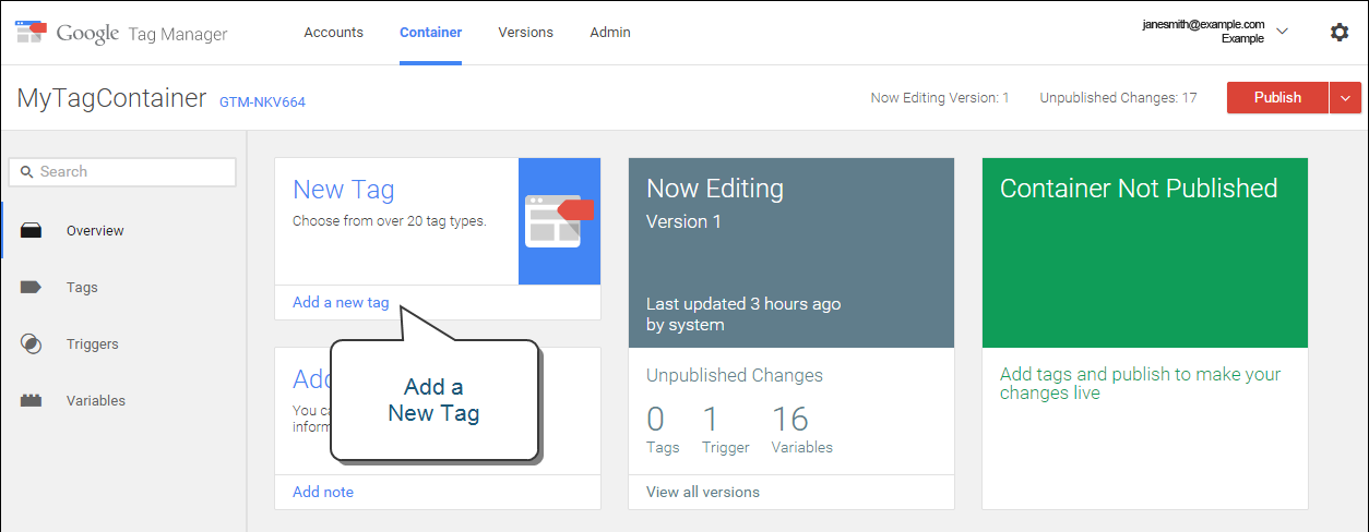 Google Tag Manager - new workspace