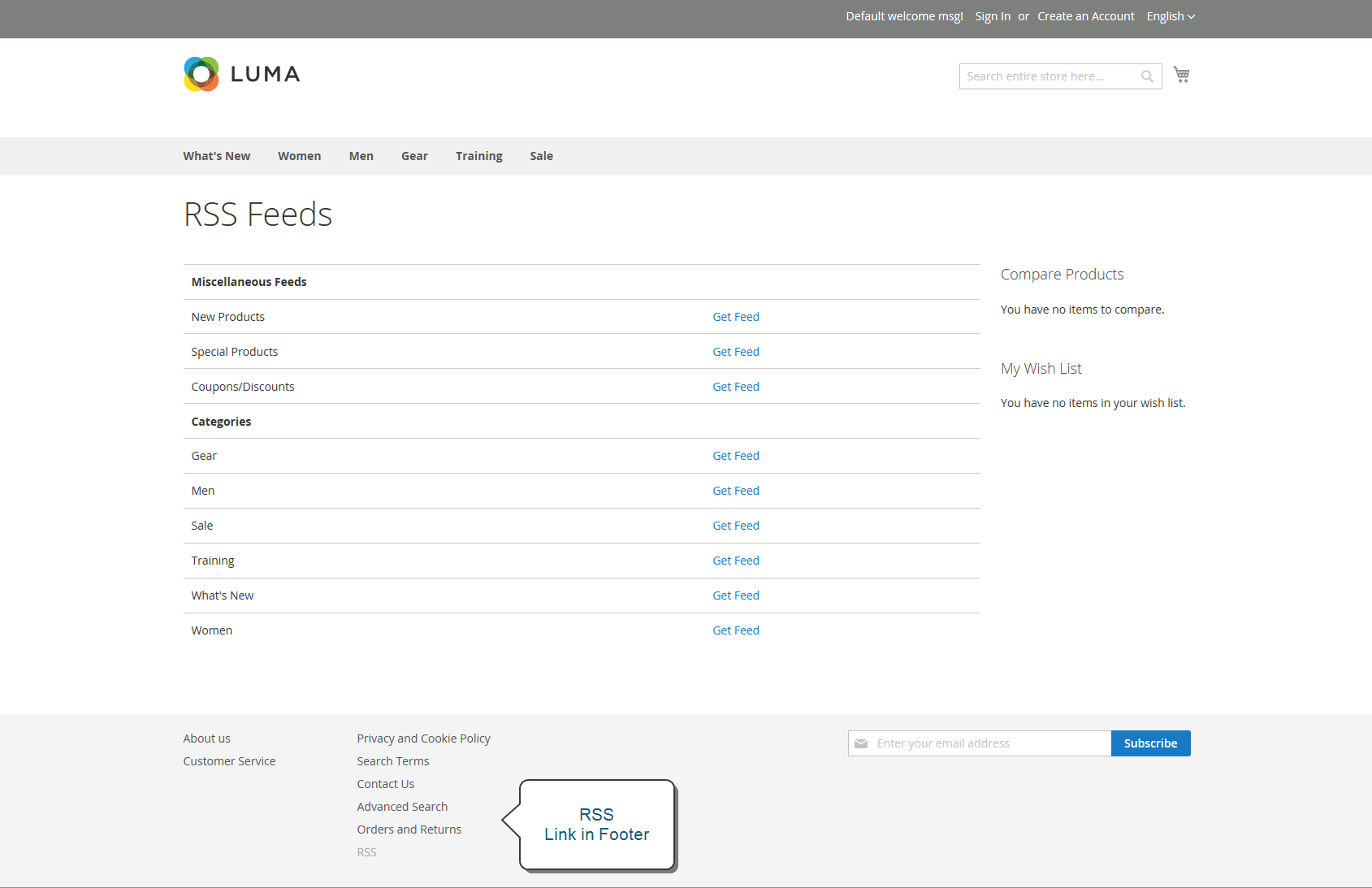 Example storefront - RSS feed