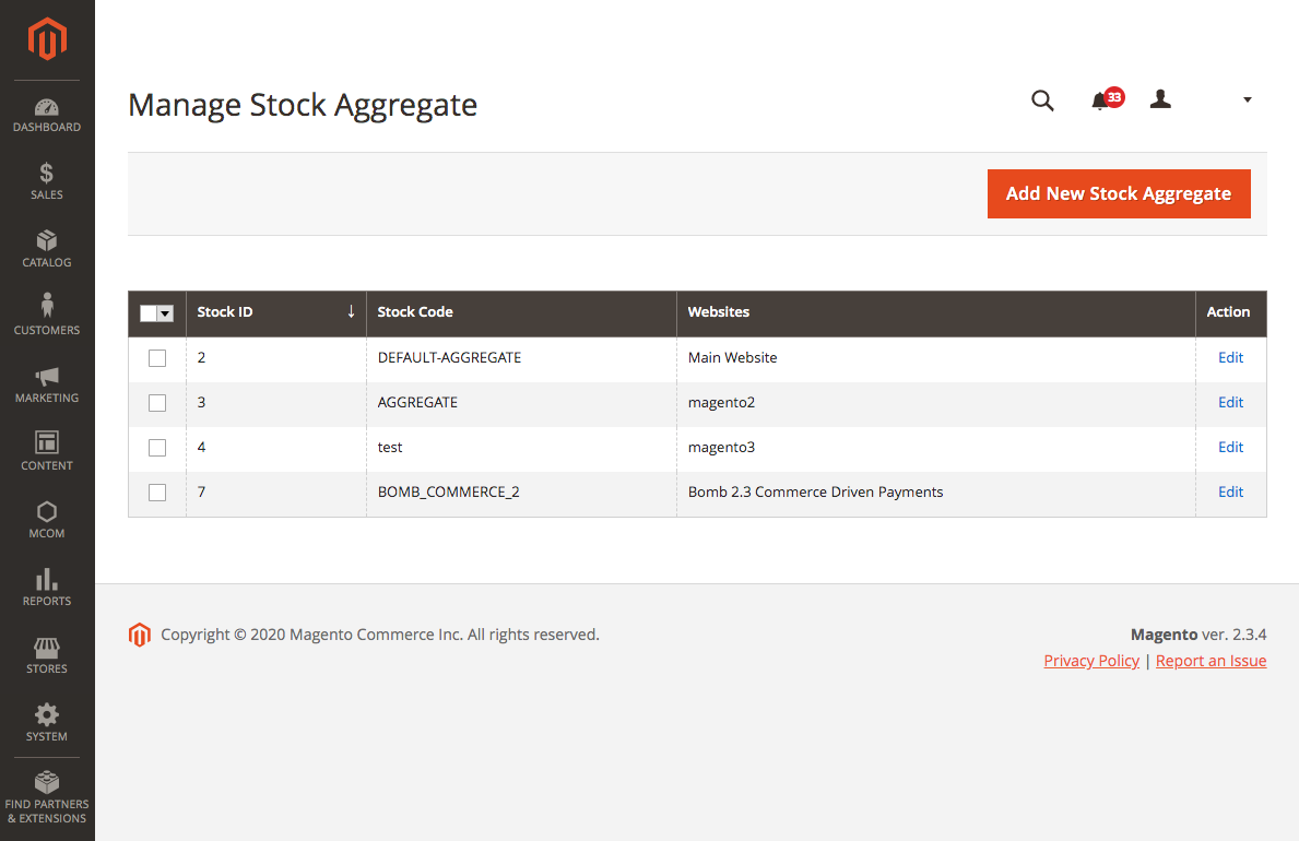 Manage Stock Aggregates