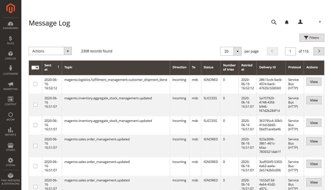 Message Log Adobe Commerce 2.4 User Guide