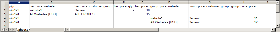 Example export data - advanced pricing
