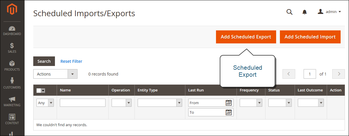 Data transfer scheduled export
