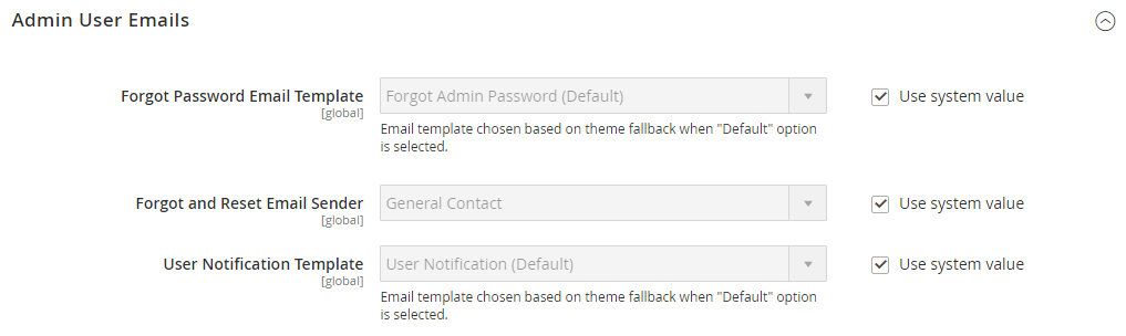Advanced configuration - Admin email template settings