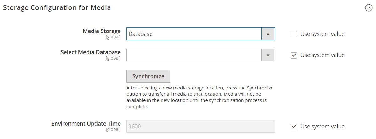 Advanced configuration - storage configuration for media