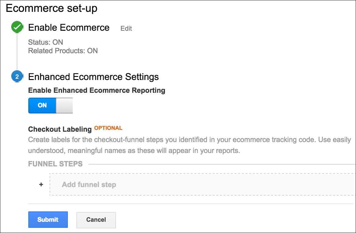 Google Universal Analytics - enable Enhanced Ecommerce