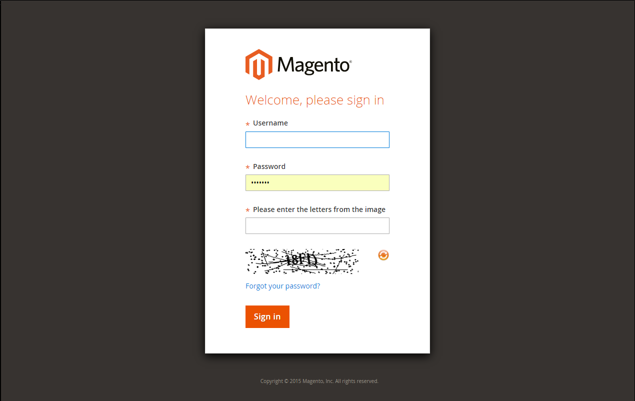 Magento Admin - Sign in with CAPTCHA