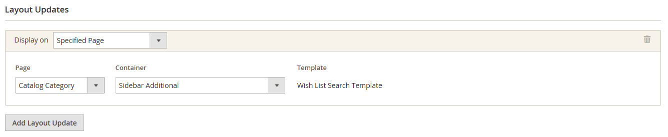 Wish list search widget - layout
